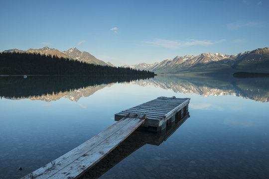 Boat Dock At A Homestead On Lake Clark In Lake Clark National Park & Preserve, Alaska.