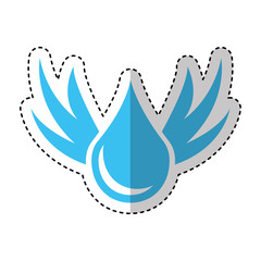 pure water drop with wings emblem vector illustration design