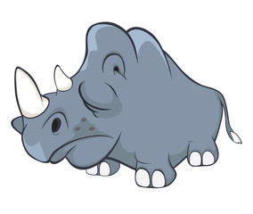  Illustration of a Cute Black Rhinoceros. Cartoon