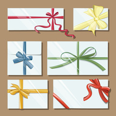 Gift cards with bows vector set