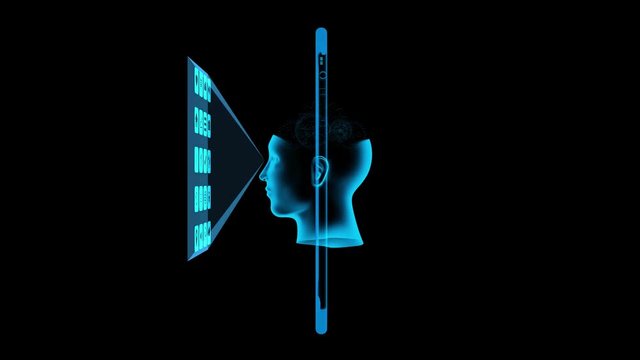 Visage dans un t&eacute;l&eacute;phone mobile. Rendu stylis&eacute; d&rsquo;un smartphone pour transmettre l'id&eacute;e du monde num&eacute;rique moderne, de la technologie et des t&eacute;l&eacute;communications.