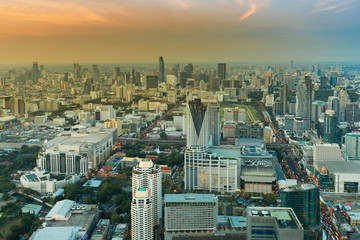 Aerial view Bangkok city central business downtown skyline, Thailand
