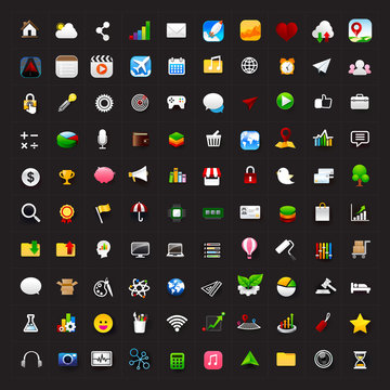 Set of 100 icon for mobile app and user interface vector eps10