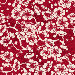 Seamless Vintage Red Chinese Background Cross Plum Blossom