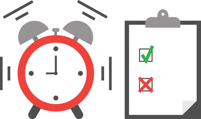 Alarm clock with check and x marks
