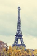 Fototapeta na wymiar View of Eiffel tower in Paris, France.