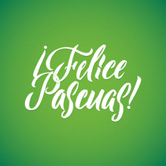 Happy Easter Spanish Calligraphy Greeting Card. Modern Brush Lettering. Joyful wishes, holiday greetings.