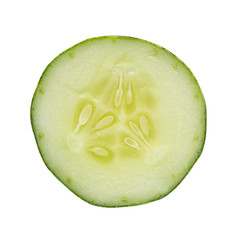 Sliced cucumber isolated on white background, clipping path included