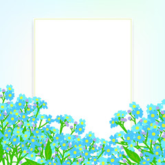 Vector card with small blue flowers