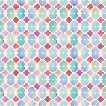 Watercolor colorful background with geometric vector shapes 