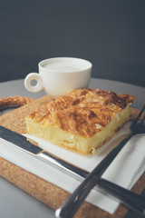 Piece of pie with feta cheese