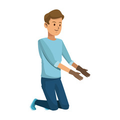 Man cartoon icon over white background. colorful design. vector illustration