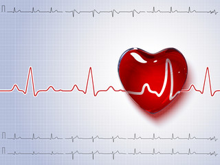 Heart and heartbeat. Vector background.