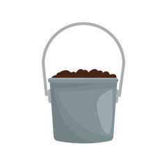 bucket with soil icon over white background. colorful design. vector illustration