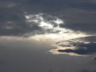 Obraz premium Dramatic sea clouds on sunset. Rain coming, moisture in the air