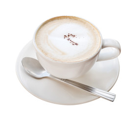 Hot coffee cappuccino isolated on white background, clipping path included