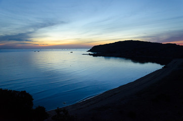 sun rises on the beach