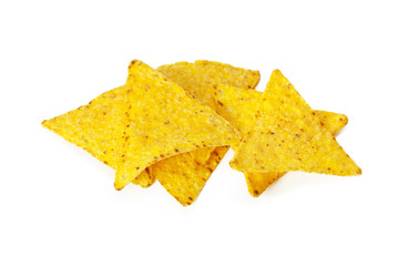 corn nachos on white background