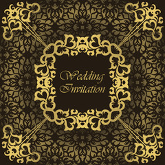 Wedding invitation with vintage decoration on seamless background
