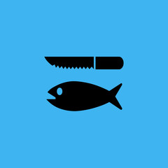 fish and knife icon. flat design