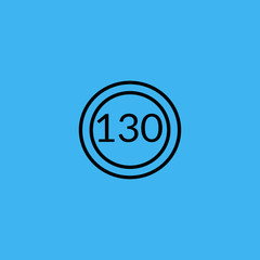 Traffic Sign Speed limit 130 icon. flat design