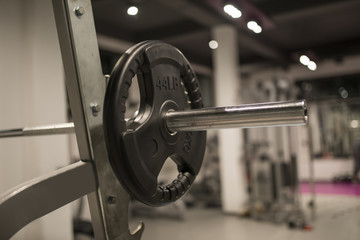 Detail of the weight equipment in the gym