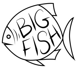 Big fish background for text. Fish frame. Vector illustration.