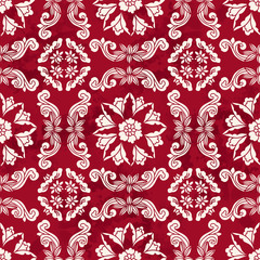 Fototapeta premium Seamless Vintage Red Chinese Background Spiral Cross Flower Vine