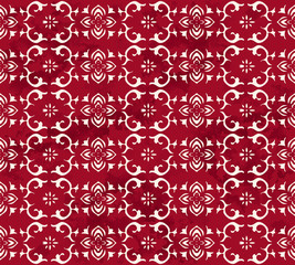 Seamless Vintage Red Chinese Background Cross Spiral Frame Flower