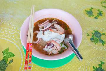 Noodle seafood soup