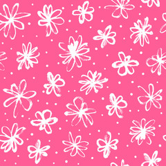 Seamless pattern with hand drawn flowers
