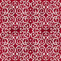 Seamless Vintage Red Chinese Background Round Spiral Cross Chain Vine