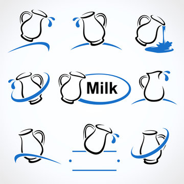 Milk labels and icons set. Vector