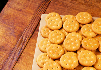 Crispy crackers on wrapping paper
