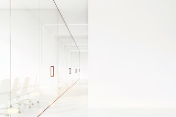 Office corridor, white and glass, toned