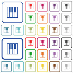 Piano keyboard outlined flat color icons