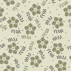 Beauty seamless pattern with decorative spring flowers and plants