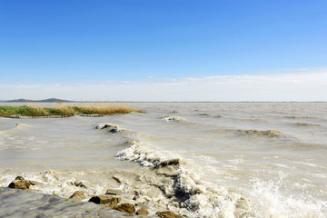 Stormy Lake Balaton , Hungary ( Szigliget )