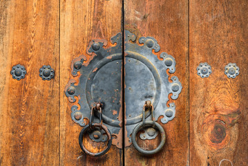 Close up of a door in Bukchon village in Seoul