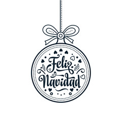 Feliz navidad. Xmas card on Spanish language. Warm wishes for happy holidays 