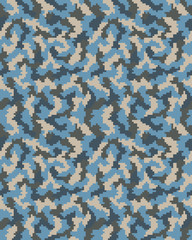 Seamless pattern of digital green camouflage, vector