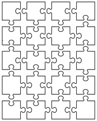 Vector illustration of separate parts of white puzzle