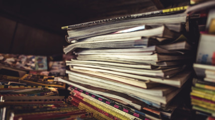 A stack of books collection in vintage style picture.