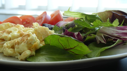 Scrambled eggs salad plate