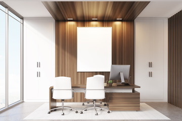 Naklejka na ściany i meble CEO office with wood and panoramic windows