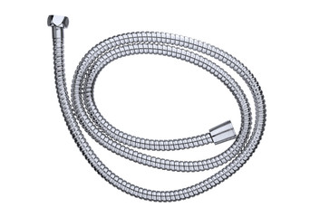 Shower hose from the faucet for the bathroom. Hose for connecting the shower head to the faucet isolated on white background.