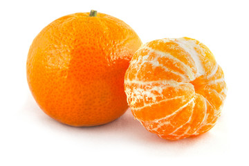 peeled Mandarin isolated on white background