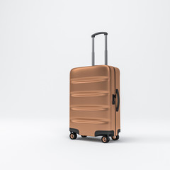 Golden beige Luggage mockup, Suitcase, baggage, 3d rendering