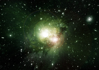 Fototapeta premium Stars, dust and gas nebula in a far galaxy