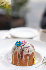 Traditional easter cake at restaurant table